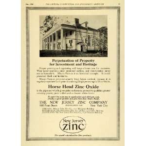  1922 Ad Horse Head Zinc Oxide New Jersey Mount Vernon 