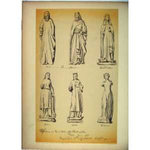  Antique Print Statues Guildhall London Moses Temperance 