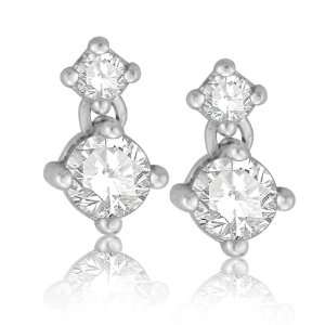  14k White Gold You and Me Round Diamond Earrings (1/2 cttw 