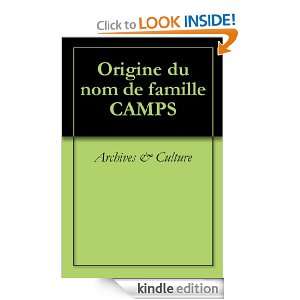 Origine du nom de famille CAMPS (Oeuvres courtes) (French Edition 
