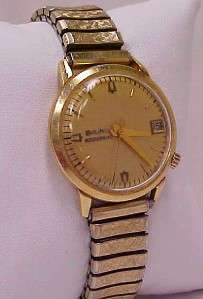   ACCUTRON 70s 14 KT. GOLD WATCH CASE WITH OLD FLEX BAND MEN  