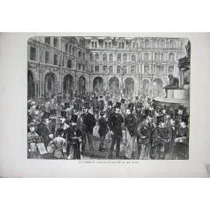  1870 Liverpool Exchange Building Men Flags Fine Art