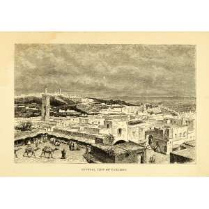  1882 Wood Engraving Artwork Ancient City Tangier Morocco 