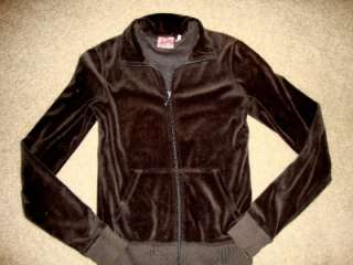   Brown Silver Live Learn Love Zip Up Velour Jacket Sweat Shirt S  