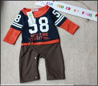 Number 58 Sports Baby Toddler Grow Long Sleeved Bodysuit Romper Onesie 
