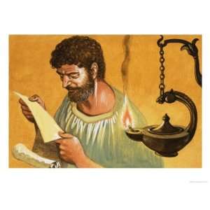  Let There Be Light Greek Man Reading by Lamp Light Art 