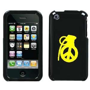  APPLE IPHONE 3G 3GS YELLOW PEACE GRENADE LOGO ON A BLACK HARD CASE 