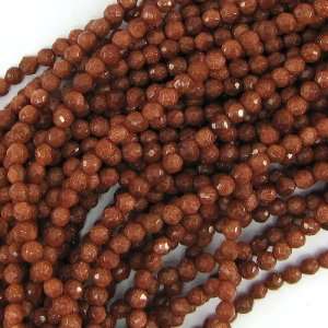  4mm faceted goldstone round beads 15 strand