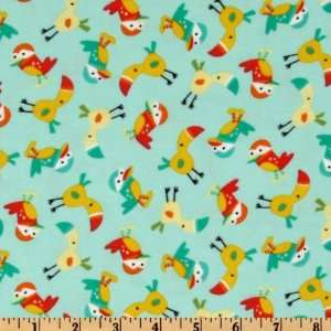  44 Wide Zoo Friends Flannel Toucans Aqua Fabric By The 