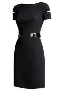VERSACE FOR H&M Silk Little Black Dress LBD Cut Out Sleeves Size 2 32 