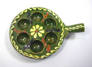   Majolica Slipware Folk Art Pottery Escargot Dish from Alsace  