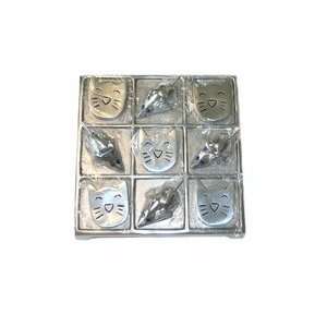 Tic Tac Toe Game with Cats and Mice   Polished Metal
