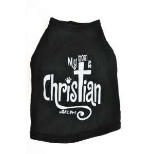   Dog Tank Top, My Mom is Christian, Black, Extra Large