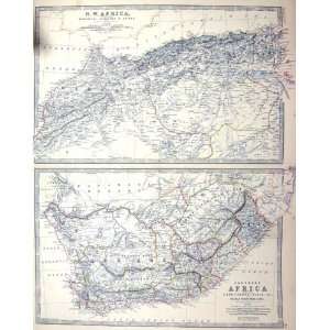   Antique Map C1877 Africa Cape Colony Natal Orange Tunis Algeria