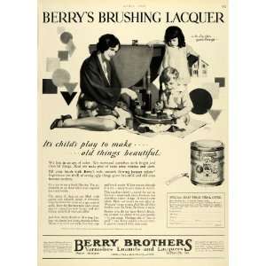  1928 Ad Berrys Brushing Lacquer Mother & Children Berry 