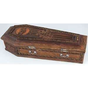  Vampire Coffin Box with a Host of Bats on the Inside Lid 