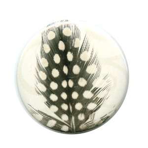  Pocket Mirror White with Black and White FEather Beauty