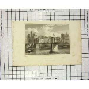   1837 Pugin Engraving Pont DArcole River Bridge Fenner