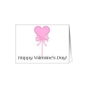  Pink Heart Lollipop Happy Valentines Day Blank Greeting 