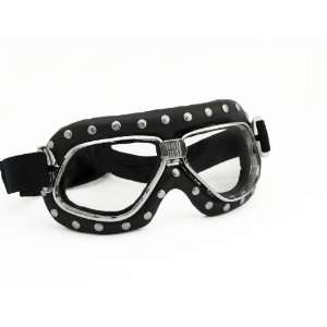  Nannini Grey Anti Fog Studded Biker Bizarre Goggles 