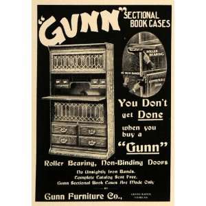 1906 Ad Gunn Furniture Company Sectional Book Cases   Original Print 
