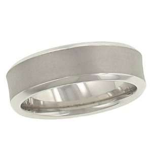  Mens 7mm Scooped Satin Wedding Band with Polished Edge 