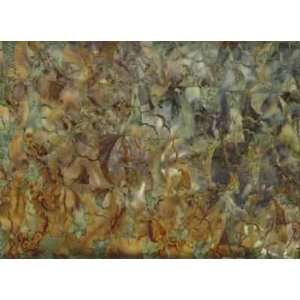  Batik Fabric, Shades of Gold,Green and Gray Designs on Olive Batik 