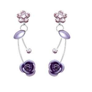 Perfect Gift   High Quality Elegant Purple Rose Earrings with Purple 