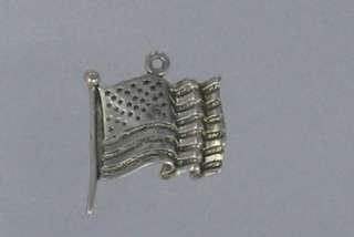 Sterling Silver American Flag Charm, NICE #1  