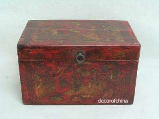 Chinese Antique Red Painted Wooden Wedding Box SE01 14  