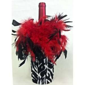  Red and Zebra Wine Bottle Cover
