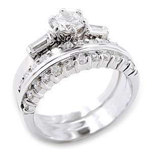  Gorgeous .70ct Brilliant cut 3pc Bridal Wedding Ring Set 