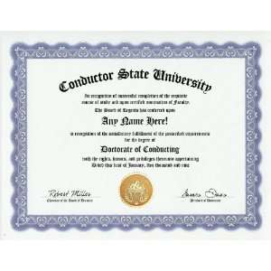 Conductor Conducting Degree Custom Gag Diploma Doctorate Certificate 
