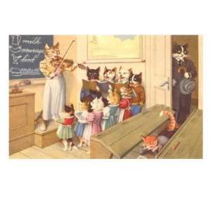  Cats in Violin Class Giclee Poster Print