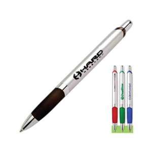   design pen with retractable mechanism, grip and clip.