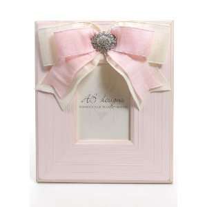   Ab Designs   Pink Chloe Picture Frame With White & Pink Ribbon Baby