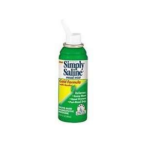  Simply Saline Nasal Mist Cold Formula W/Menthol, Blairex 