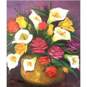  Still Life of Roses and Arums