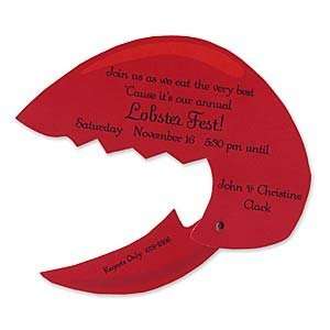  Lobster Claw Invitation Beach and Pool Party Invitations 