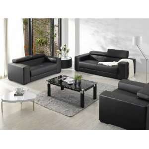    Vig Furniture 2909   Black Bonded Leather Sofa Set