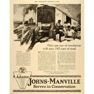  1921 Ad Johns Manville Insulation Coal Train Asbestos 