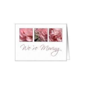  We`re Moving, Pink Flower on White Background Card Health 