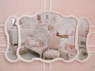 Shabby Cottage Chic White French Style Triptych Mirror Dresser Wall 