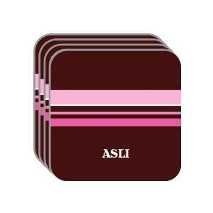 Personal Name Gift   ASLI Set of 4 Mini Mousepad Coasters (pink 