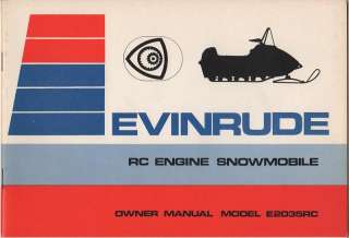 EVINRUDE RC ENGINE SNOWMOBILE OWNERS MANUAL  