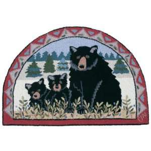  Bears Slice fireplace hand hooked area rug