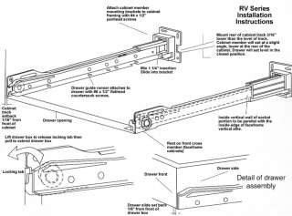 RV drawer slides, locking tab, 3/4 ext, 100 lbs, 400mm  