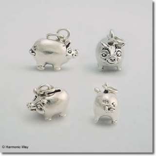 Sterling Silver 3D PIGGY BANK Pig Money Animal CHARM  
