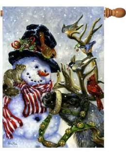 Frosty, Prancer and Friends Silk Reflections Large Regular Flag