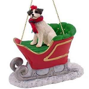  Jack Russell in a Sleigh Christmas Ornament